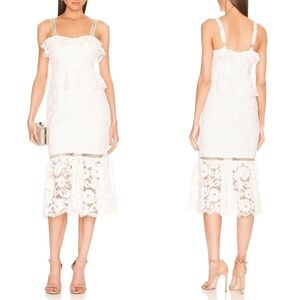 NWT Likely Leigh Lace Midi Dress in White Sz. 12